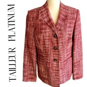 TAILLEUR PLATINUM SILK WOVEN BLAZER IN REDS 10